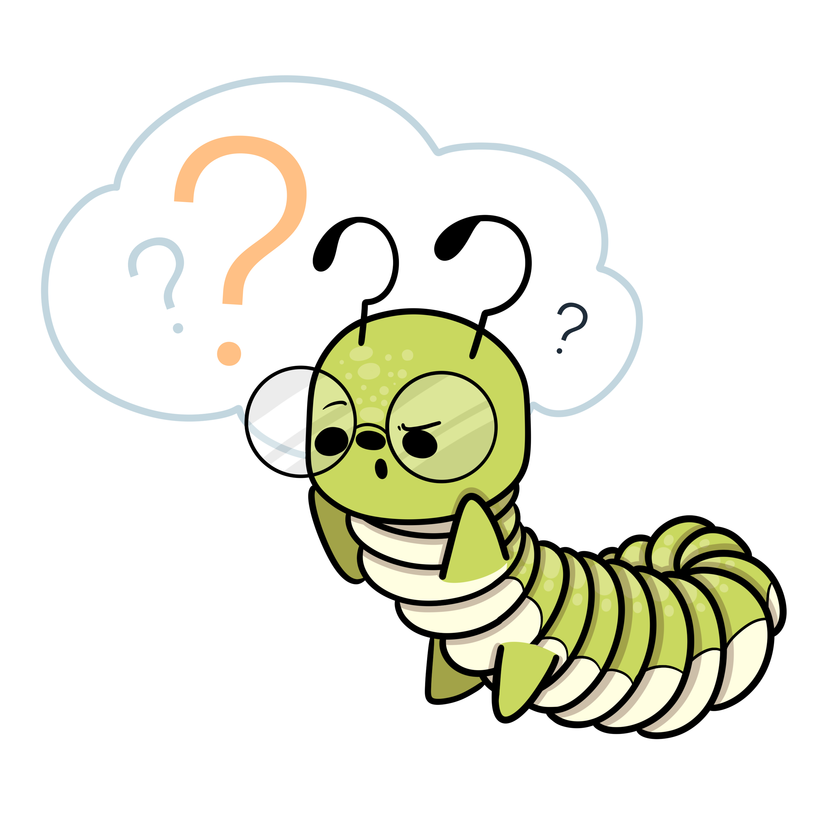 Coderpillar Mascot Thinking