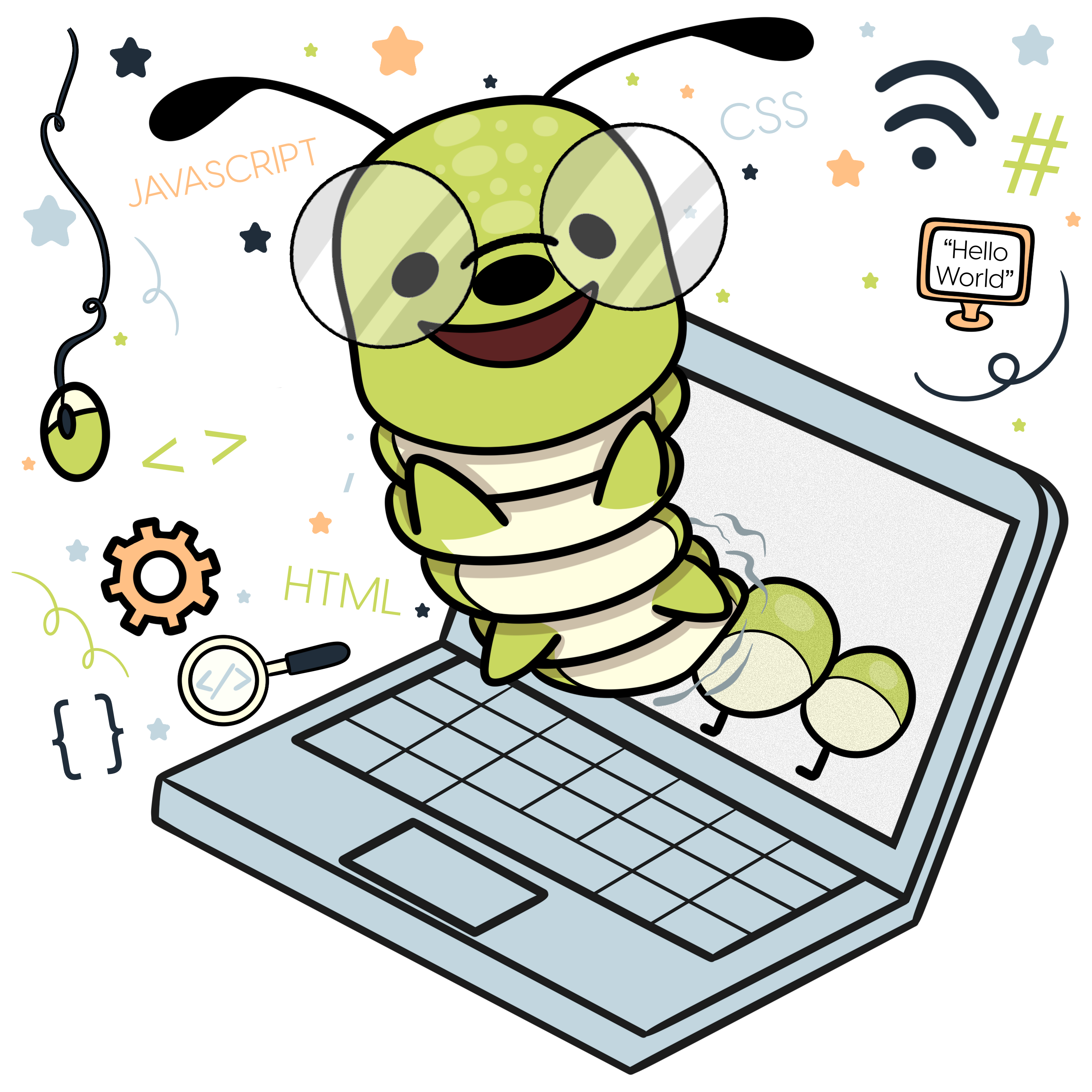 Coderpillar mascot illustration